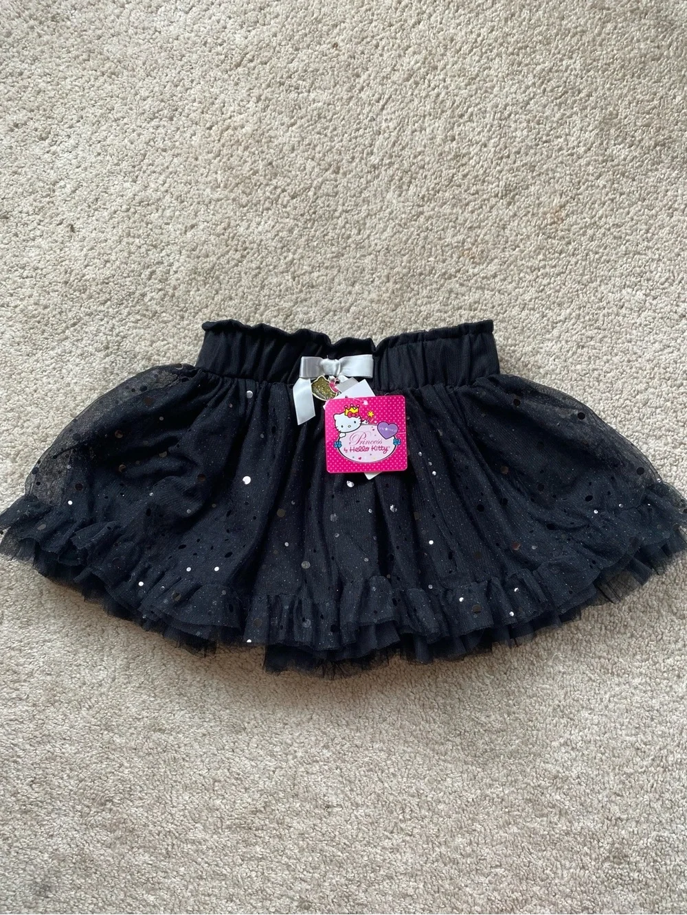 Hello Kitty Black Tulle Skirt with Silver Sequin